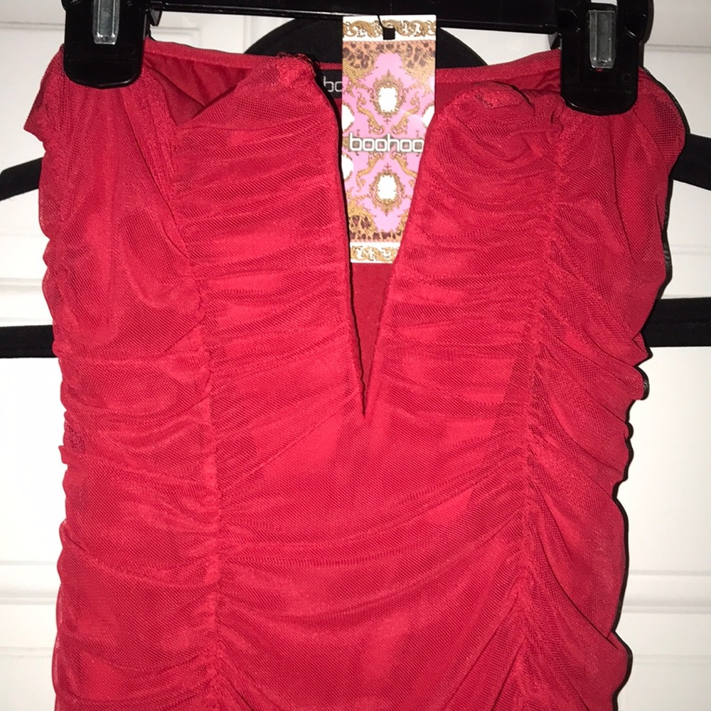 Slinky sexy red mesh dress